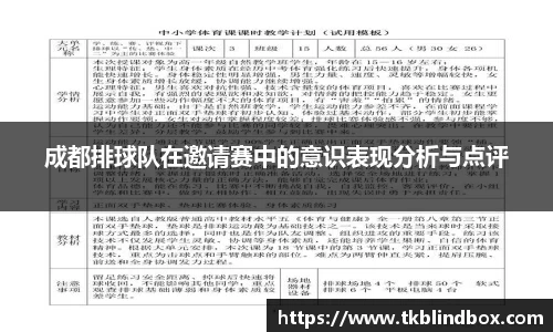 成都排球队在邀请赛中的意识表现分析与点评